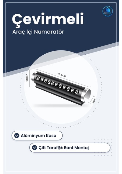 Araç İçi Park Numaratörü Alüminyum Kasa Çevirmeli Telefon Numaras