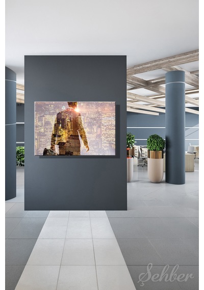 Çift Pozlama Double Exposure İş İnsanı Ve Şehir Silüetli Yatay Kanvas Tablo Tekli 3816