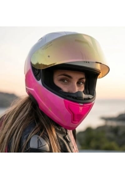 X340 Sweet Women Pembe-beyaz Kapalı Model Kask Güneş Vizörlü