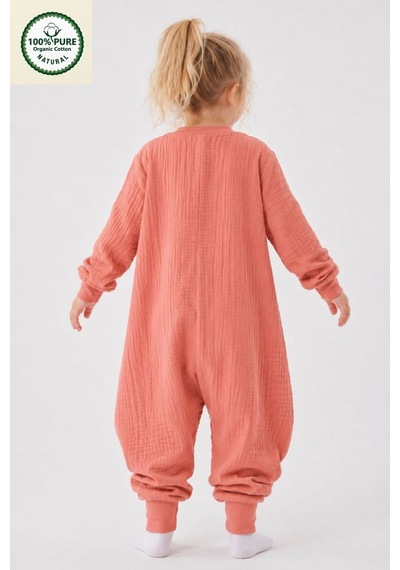 Cantoy 4 Mevsim Müslin Uzun Kollu 1.0 Tog %100 Pamuk Uyku Tulumu Pembe