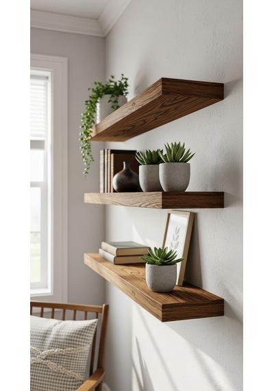 Nest Woodtr Dekoratif Doğal Ahşap Tekli Raf Gizli Raf 80x15x4 Cm Gizli Aparatlı Raf 1 Adet