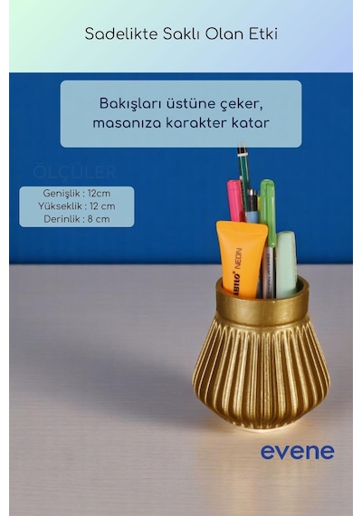 Kalemlik Masa Kalemliği Organizer Kalemlik Altın Renk Model 83 Çok Renkli