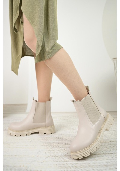 Nesil Shoes Swell 3080 Ten Çift Lastikli Kadın Bot-ten Ten