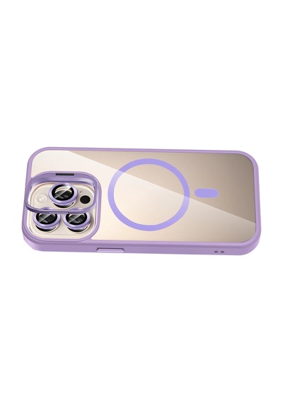 Joko - 470 -  Apple iPhone Uyumlu 14 Pro Max Remim Lensli Magsafe Standlı Kapak - Ece-umay - - Lila
