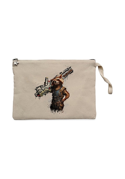 Rocket Raccoon Body Krem Clutch Astarlı Cüzdan / El Çantası Krem
