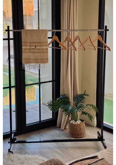 Tekerli Portatif Elbise Askısı 150x50x158 Siyah