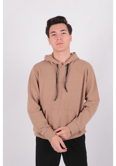 Five Pocket Fp24b2124 Erkek Kapşonlu Kanguru Cepli Sweatshirt Vizon