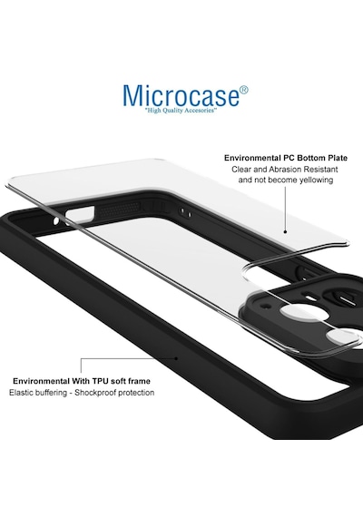 Microcase Google Pixel 9 Pro Xl Luna Serisi Köşe Korumalı Sert Rubber Kılıf - Al3422 Siyah Şeffaf