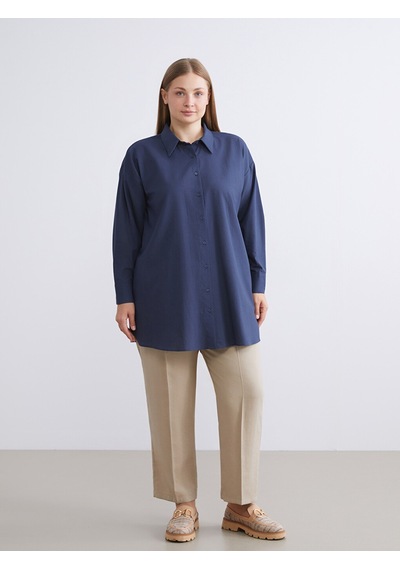 Lcw Modest Lacivert Loose Fit Kadın Gömlek Tunik