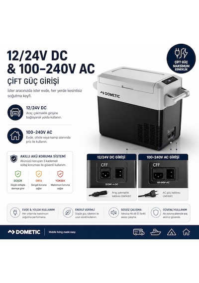 Dometic Cff20 Kompresörlü Araç Buzdolabı 21l 220v Ac / 12-24v Dc
