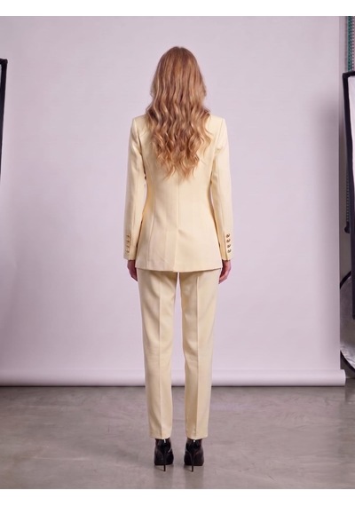 Prenses Kadın Regular Kesim Blazer Ceket Pantolon Takım Modern Trend Zamansız Sarı