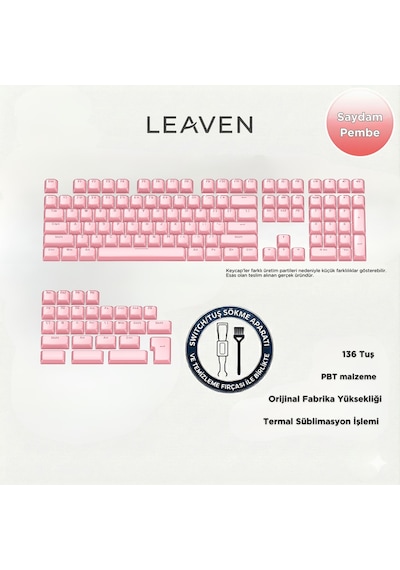 Mekanik Klavye Crystal Jelly Keycaps -136 Tuşlu Kristal Jelly Yarı Saydam Oem Profil Pembe Tuş Takımı