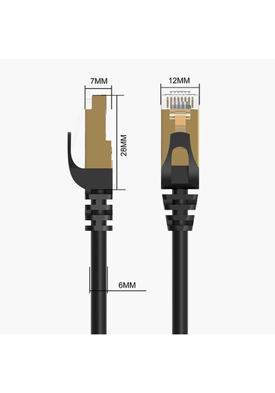 Orico CAT7 Ethernet Kablosu 100 CM Siyah Pug-C7-10