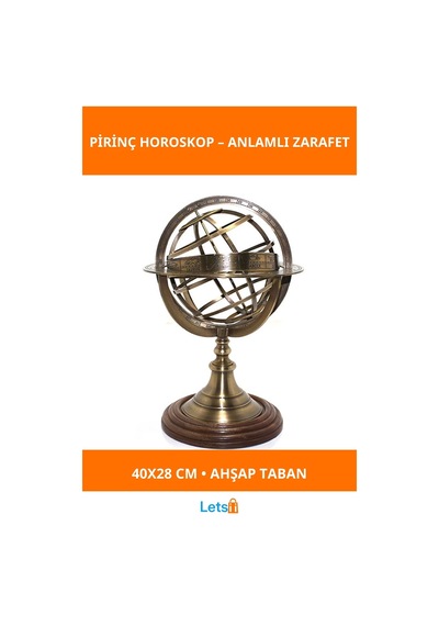 Zarif Pirinç Horoskop 40x28 Cm Dekoratif Figür 1 Adet