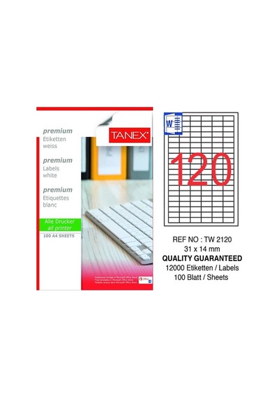 Tanex Tw-2120 31x14mm100 Lü Lazer Etiket 100