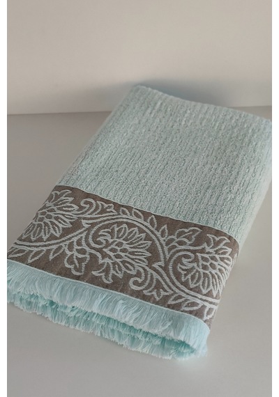 Püsküllü & Bordürlü Banyo Havlusu - Bambu & Ekstra Yumuşak Mint Yeşili