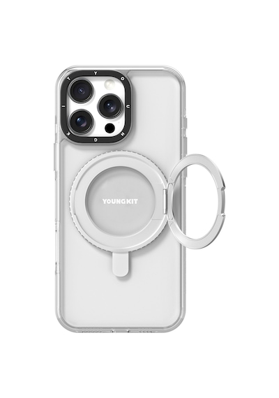 Apple iPhone 16 Pro Uyumlu Kılıf Magsafe Şarj Özellikli Parmak Ring Standlı Youngkit Pivot Serisi Kapak Şeffaf