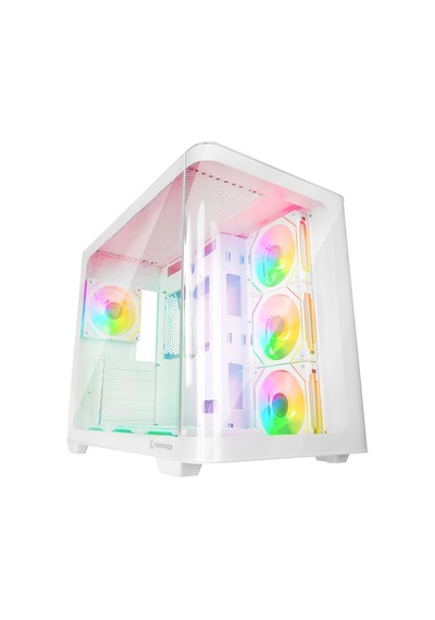 Rampage Loopy Beyaz 7 12cm Argb Fan Kontrolcü Temperli Cam Kumandalı Atx Mid-t Gaming Oyuncu Kasası