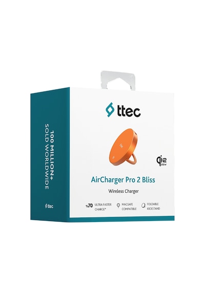 Ttec Aircharger Pro 2 Bliss Qi2.2/magsafe Özellikli 25w Apple Uyumlu, iPhone Uyumlu /android Stantlı Kablosuz Hızlı Şarj Aleti Turuncu