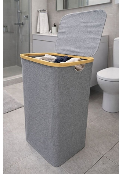 Kapaklı 75 L Katlanabilir Çamaşır Sepeti, Kirli Sepeti 57x40x30 Cm Diğer