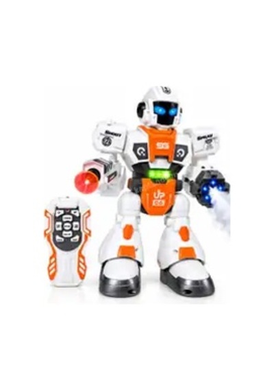 Uzaktan Kumandalı Akıllı Robot Vantuz Ve Su Topu Atabilen Sesli Işıklı Robot Oyuncak - Turuncu