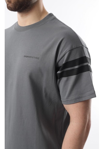 Madmext Füme Şerit Detaylı Erkek Şort T-shirt Takım E7301