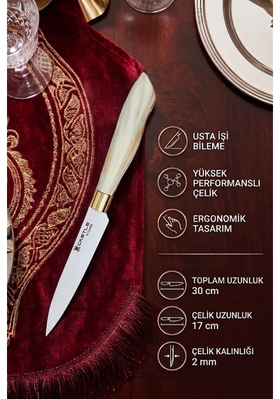 Papatya Serisi 4 Lü Mutfak Bıçağı Et Ekmek Sebze Mutfak Şef Bıçak Seti Lzl-4527 Beyaz