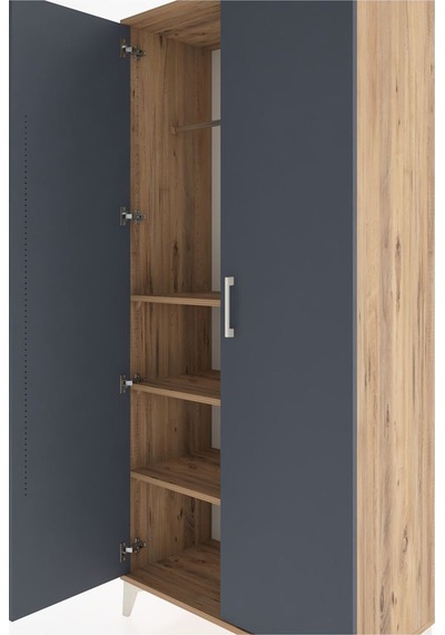Hyperion Dolap 3 Raflı 2 Kapaklı Tek Askılı 88x44x195 Çam-ant... Çam