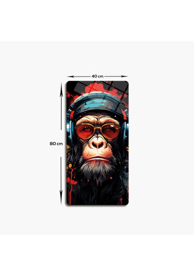 Cam Tablo Modern Art Serisi Monkey Art 40x80