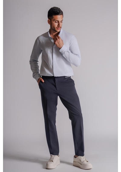 Braccas Erkek Yandan Cepli Beli Ribanalı Slim Fit Chino Pantolon Lacivert Lacivert