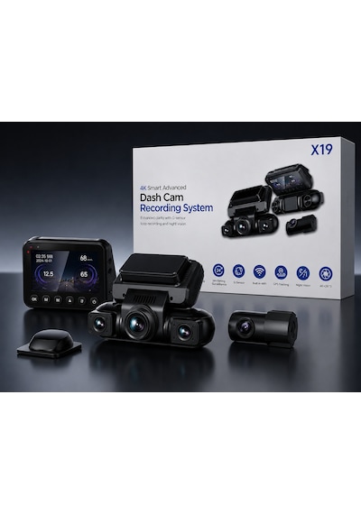 Nvg X19 4k Araç İçi Araç Kamerası 4 Kameralı Gps Wifi G-sensör 24 Saat Park Modu 512gb Destekli Gece Görüşlü Dash Cam