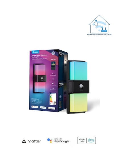 Govee Dış Mekan Hareket Sensörlü Duvar Aydınlatması Ip65 H7078cd1 Rgb - Ayarlanabilir Renk Sıcaklığı Ve Parlaklık