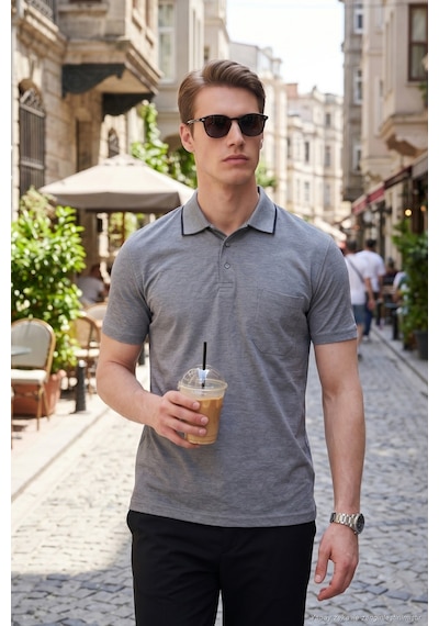 Buratti Pamuklu Regular Fit Göğüs Cepli Düğmeli Polo T Shirt Erkek Polo T Shirt 4565001 Koyu Siyah