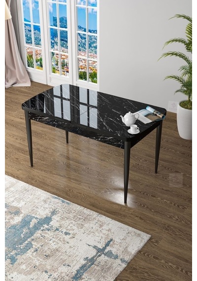 Canisa Concept Zen Serisi 80x132 Mdf Açılabilir Siyah Mermer Desen Masa Takımı Ve 6 Siyah Sandalye Siyah Canisa Concept Zen Serisi 80x132 Mdf Açılabilir Siyah Mermer Desen Masa Takımı Ve 6 Siyah Sandalye Siyah