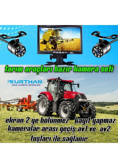 Tarımsal Araçlara 7 İnç Monitör Ve 2 Adet Beyaz Ledli Kamera Seti