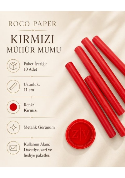 Kırmızı Silindir Mühür Mumu, 10 Adet - 11 Cm, Zarf Ve Davetiye Mü Diğer