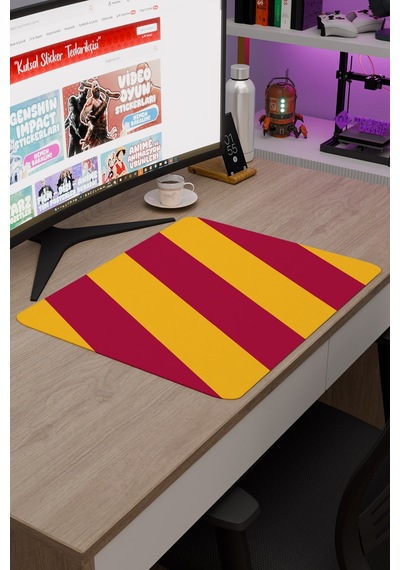 Sarı Kırmızı 48x40 Xl Taraftar Gaming Oyuncu Mouse Pad Kaymaz Taban Büyük Klavye Fare Altlığı Şerit