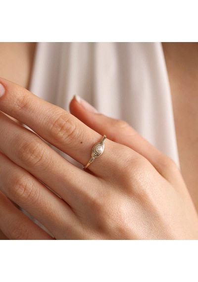 İnci Yüzük 14k Pearl T12645 Renkli