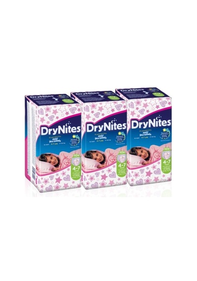 Drynites Kız 4-7 Yaş (17-30Kg)Small Gece Külotu 30 Adet (3Pk*10) 3'lü