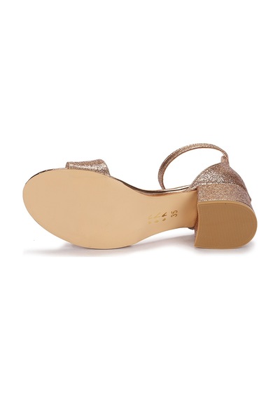 Kiko Kids 769 Kum Simli Günlük Kız Çocuk 4 Cm Topuklu Sandalet Ayakkabı Bakır 001