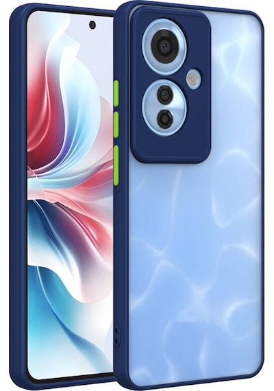 Oppo Reno 11f 5g Kılıf Kenarları Renkli Sert Yapılı Şık Silikon Kapak Ryc/hux Lacivert