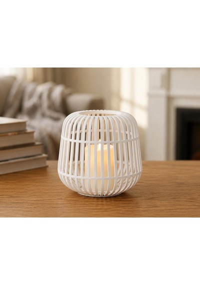 3d Baskı Modern Kafes Tasarımlı Dekoratif Mumluk - Tealight Mumluk, Masaüstü Ev Ve Ofis Dekoru-beyaz Çok Renkli