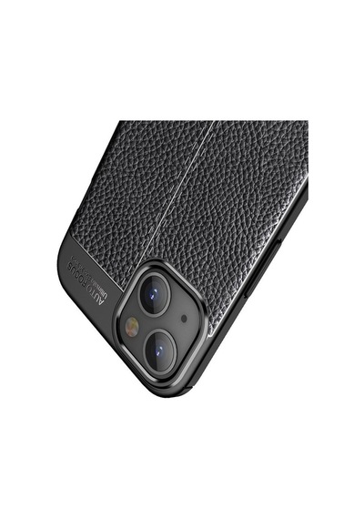 Smcaseİphone Uyumlu 13 Kılıf Deri Dokulu Silikon Nano Ekran Koruyucu Siyah