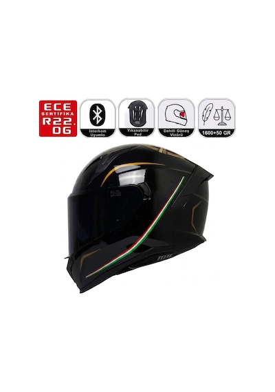 M910 Born Motosiklet Kaskı Spoiler Mod Güneş Vizörlü Full Face Kask Çok Renkli