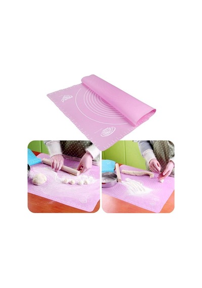 Hamur Matı Silikon Ölçekli Hamur Açma Örtüsü 50x40 Cm Pembe Renk