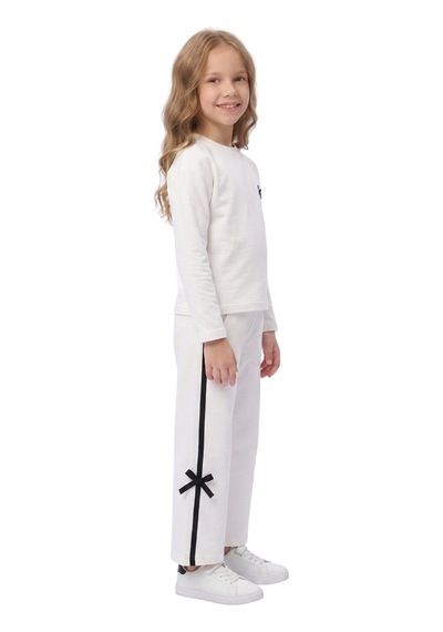 New Kids Kız Takım Çocuk Uzun Kol Fiyonk Byz Detaylı -91251 Beyaz