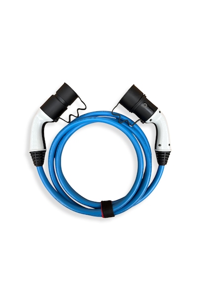 3 Metre 32a Trifaze Mavi Elektrikli Araç Şarj Kablosu 22 Kw