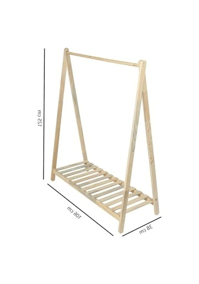 Ahşap Ayaklı Askılık, 125x106 Cm Ölçülerinde Abanoz