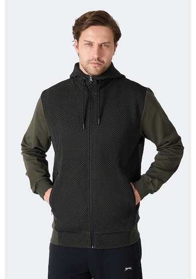 Slazenger Flame Erkek Kapüşonlu Cepli Haki Sweatshirt Haki