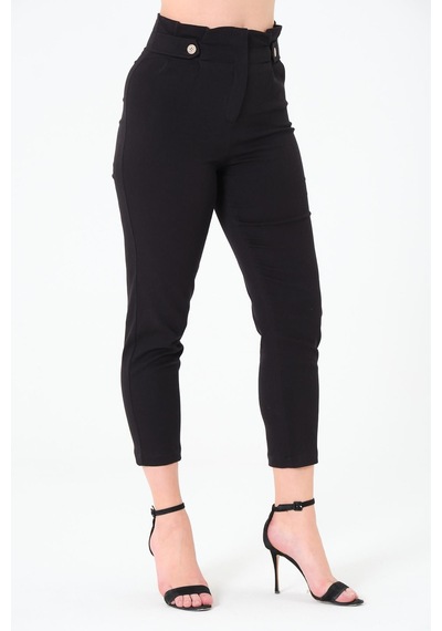 Sortie Collection Pileli Gabardin Pantolon Siyah